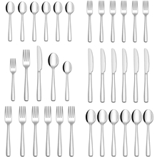 30 Pieces Silverware Set with Serving Set, Stainless Steel Modern Flatware Eating Utensils Set
