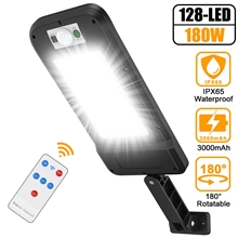 128 LEDs Solar Street Lights with Remote Control, 180W Outdoor Wireless Solar Flood Light