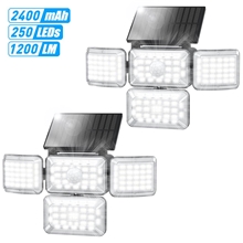 250 LED Solar Flood Light, 4 Heads Solar Motion Sensor Security Lights