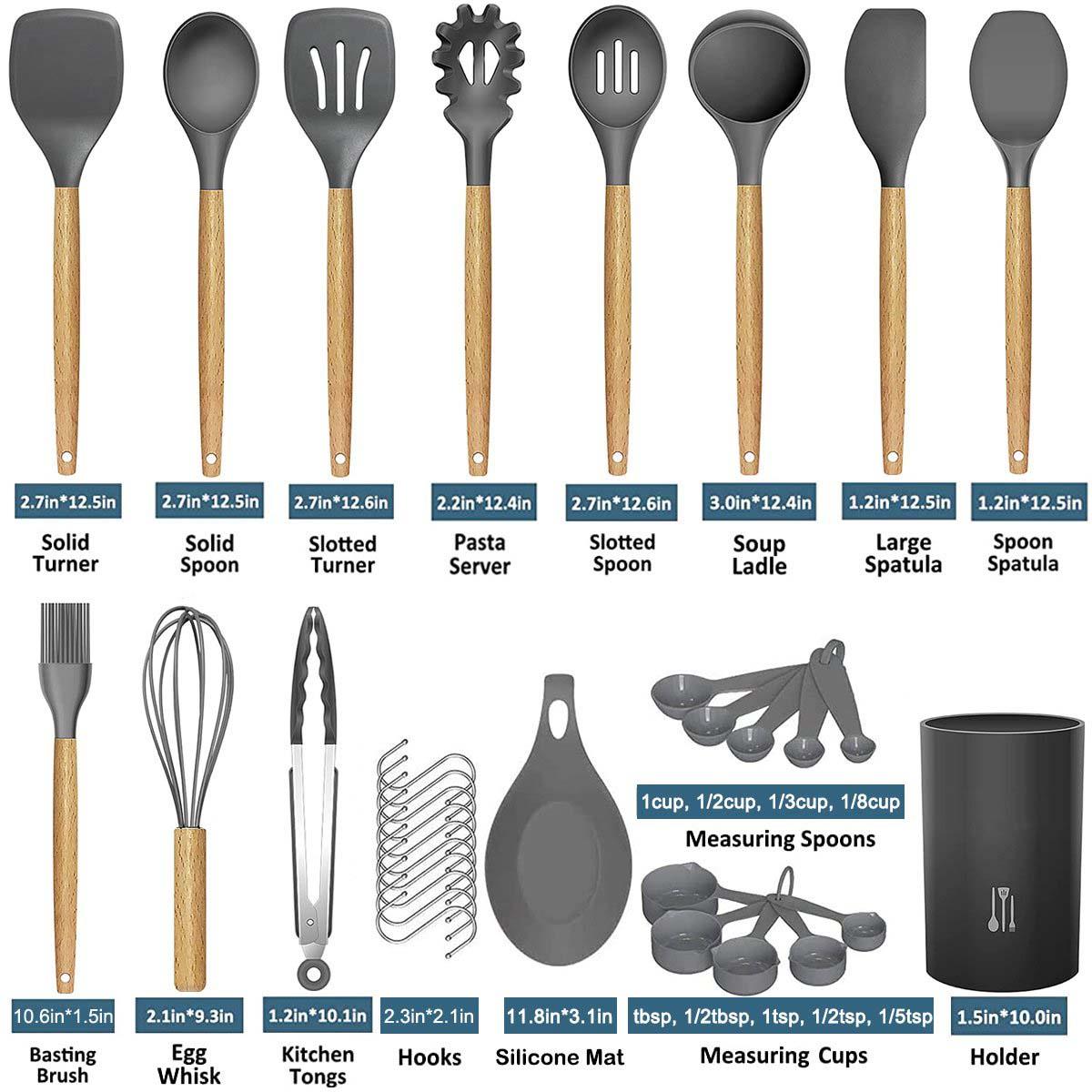 33 Pcs Cooking Utensils Set, Silicone Kitchen Utensil Set, Food Grade