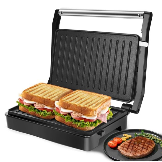 Panini Press Grill, Stainless Steel Sandwich Maker