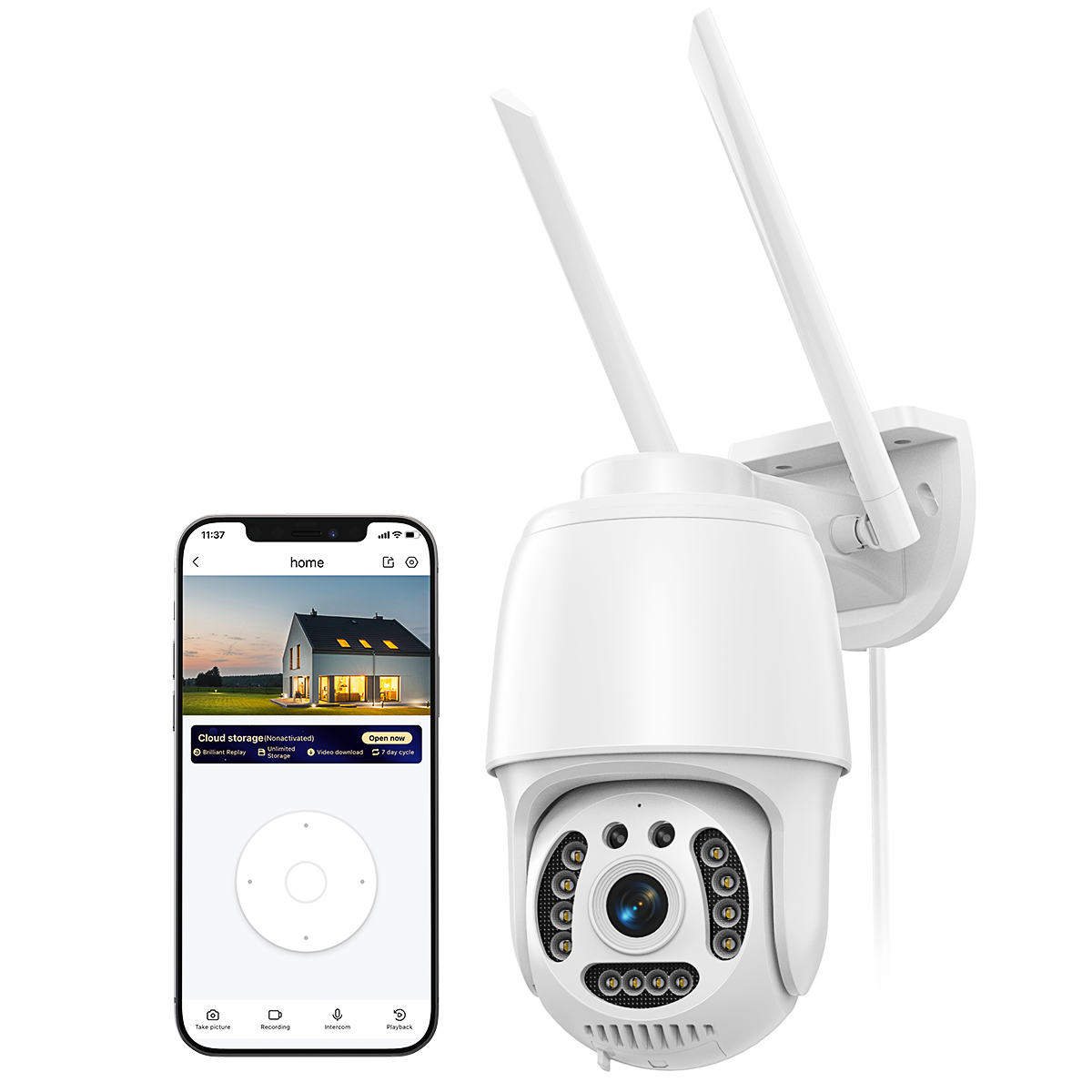 Security Camera Outdoor, 1080P Outdoor WiFi Security Camera w/ 2-Way Audio & Full-Color Night Vision