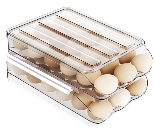 Fridge Egg Holder,2 Layer Rolling Egg Cartons for Refrigerator
