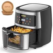 Air Fryers, 7.5 QT 8-in-1 Oilless Air Fryer Oven with Visible Cooking Window, Silver