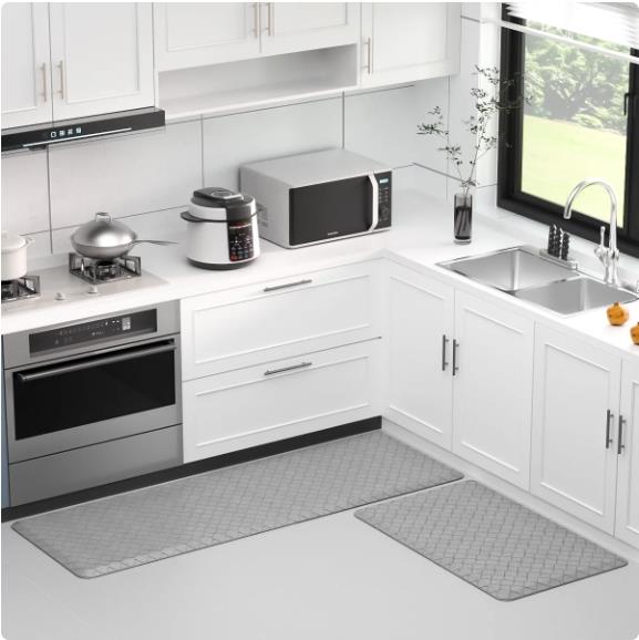 Kitchen Mat Set, 2 Pcs Cushioned Anti-Fatigue Kitchen Rug, Waterproof Non-Slip Kitchen Floor Mat