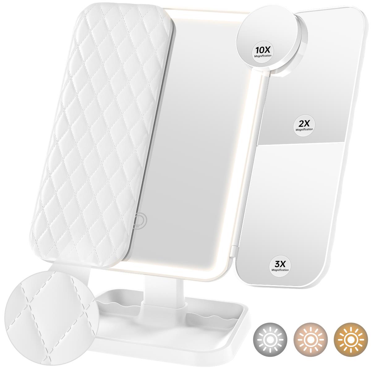 Rechargeable Vanity Mirror with Lights, 72 LEDs Makeup Mirror with 2X/3X/10X Magnifying