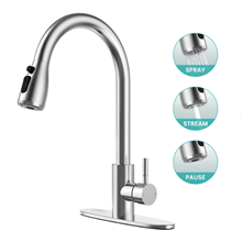 Kitchen Sink Faucets with Pull Down Sprayer, High Arc Single Handle with Water Lines