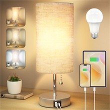 Table Lamps for Bedroom Nightstand with USB-C USB-A Charging Ports
