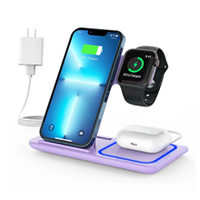 Wireless Charger, 3 in 1 Fast Charging Station Cable for iPhone 15 14 13/12/11