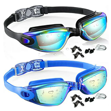 Swim Goggles, 2 Pack Anti-fog No Leaking Anti-UV Silicone