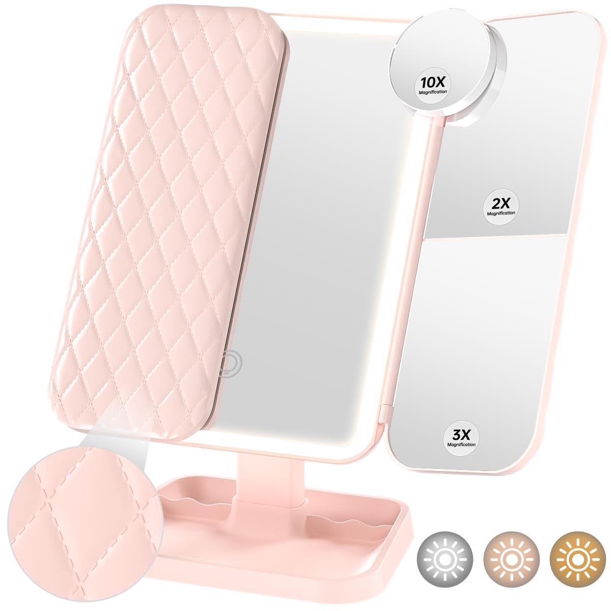 Rechargeable Vanity Mirror with Lights, 72 LEDs Makeup Mirror with 2X/3X/10X Magnifying