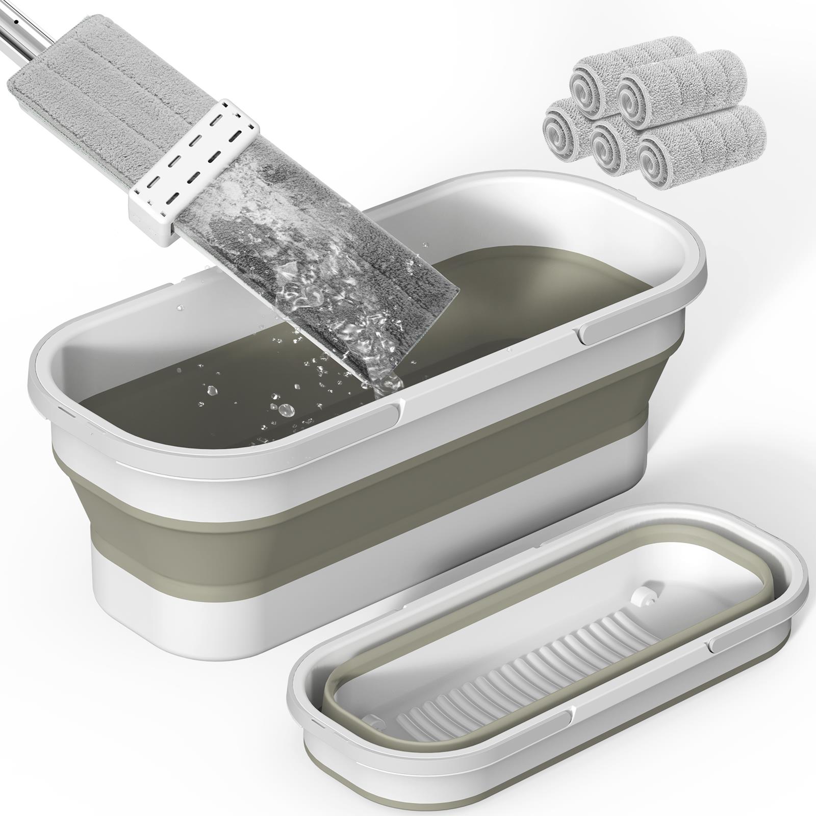 Collapsible Mop and Bucket Set with Wringer, Foldable Mops, Outdoor Mop