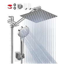 GPED Shower Head, 8” High Pressure Rainfall/Handheld Shower Combo with 11” Extension Arm