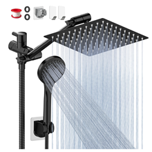 GPED Shower Head, 8” High Pressure Rainfall/Handheld Shower Combo with 11” Extension Arm