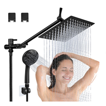 GPED Shower Head, 10” High Pressure Rainfall/Handheld Shower Combo with 11” Extension Arm