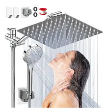 GPED Dual Shower Head Combo, 12” High Pressure Rainfall with 11” Extension Arm