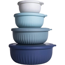 8 Piece Mixing Bowl with Lids Set-Wide Bowls, Blue