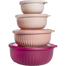 8 Piece Mixing Bowl with Lids Set-Wide Bowls, Rose