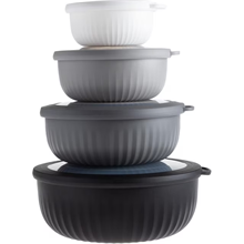 8 Piece Mixing Bowl with Lids Set-Wide Bowls, Black/White