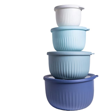 8 Piece Mixing Bowl with Lids Set - Deep Bowls, Blue