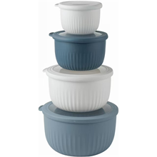8 Piece Mixing Bowl with Lids Set - Deep Bowls, Blue/White