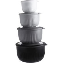 8 Piece Mixing Bowl with Lids Set - Deep Bowls, Black/White
