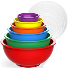 12 Piece Plastic Mixing Bowls Set, Rainbow