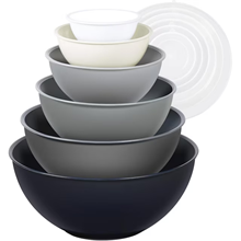 12 Piece Plastic Mixing Bowls Set, Gray
