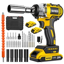 Brushless 1/2” Impact Wrench, 20V Cordless Impact Wrench with 2-Mode Speed