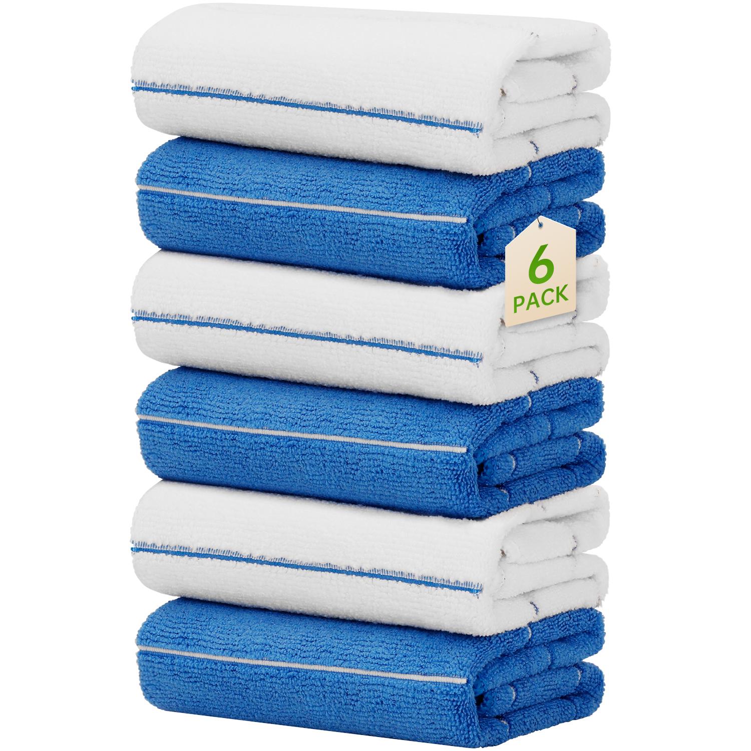 Dish Towels Kitchen Dishcloths Set of 6, Gray and White Tea Towels