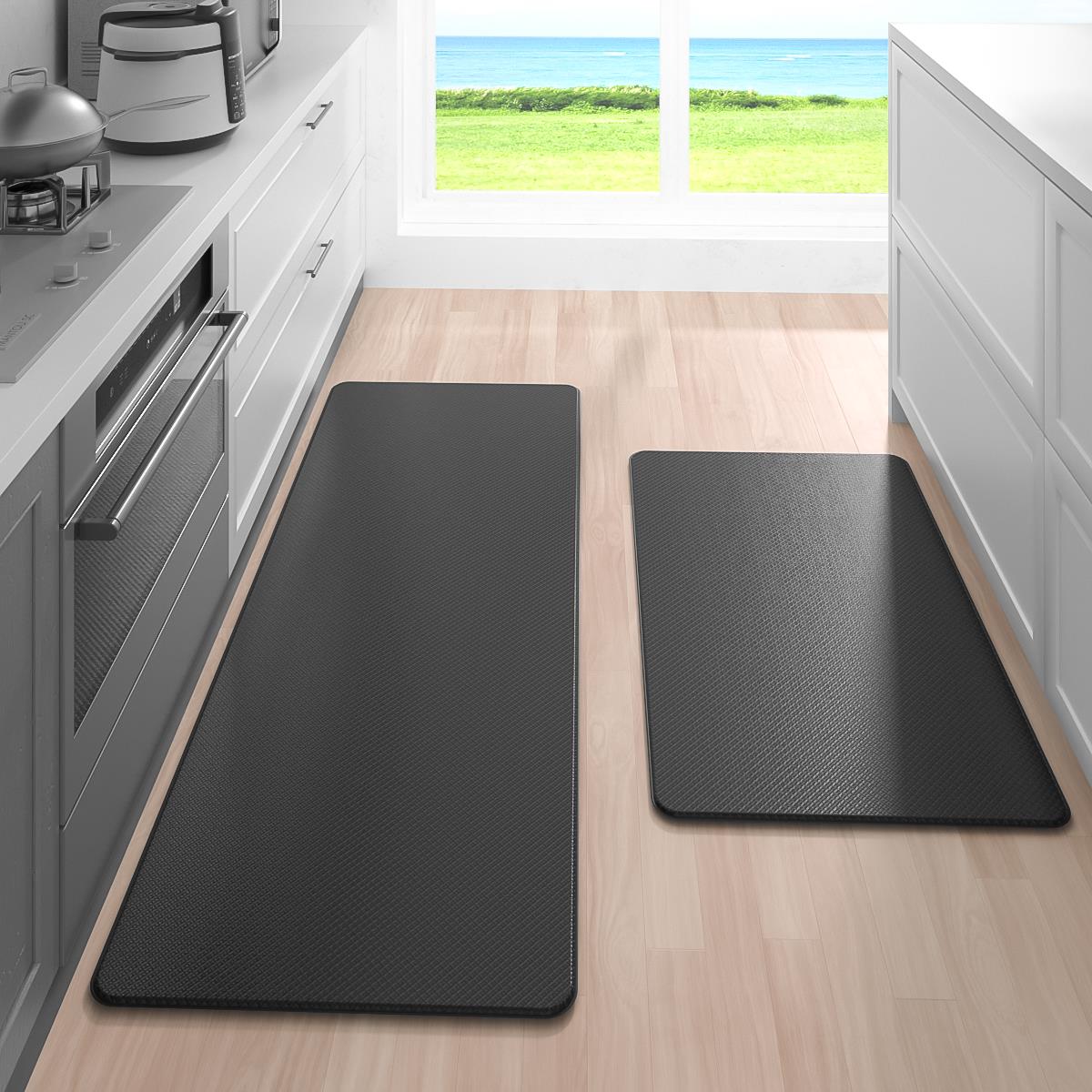 Kitchen Mat Set,2PCS Cushioned Anti-Fatigue Kitchen Rug, Waterproof Non-Slip Kitchen Floor Mat