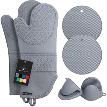 Oven Mitts and Hot Pads Sets, 8Pcs Silicone Oven Mitts and Pot Holders