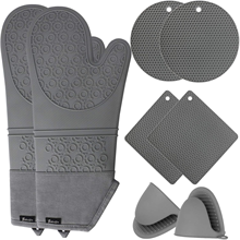 Oven Mitts and Hot Pads Sets, 8Pcs Silicone Oven Mitts and Pot Holders