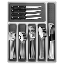 49-Piece Silverware Set with Organizer, Silver