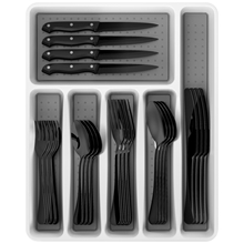 37-Piece Silverware Set with Organizer, Black