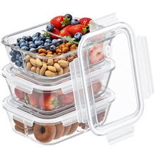Glass Food Storage Container with Lids, 3 Pack 34 oz Meal Prep Containers 3 Compartments