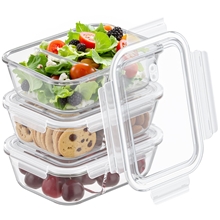 Glass Food Storage Container with Lids, 3 Pack 34 oz Meal Prep Containers 2 Compartments