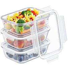 Glass Food Storage Container with Lids, 3 Pack 34 oz Meal Prep Containers