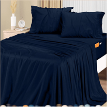 Q size bed sheets, navy blue