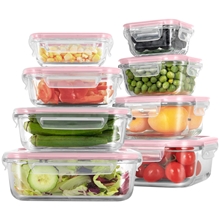 8 Pack Glass Meal Prep Containers, Pink