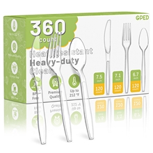 360 Count Plastic Silverware Set, Heavy Duty Disposable Cutlery Set