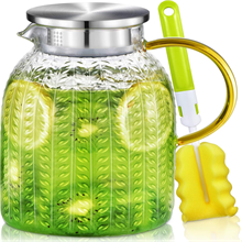 GPED 64 oz Glass Pitcher, Water Pitcher with Lid and Spout