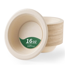 16 Oz Paper Bowls, 125 Pack Heavy Duty Disposable Bowls