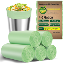 200 Count 4-6 Gallon Small Trash Bags, Unscented Garbage Bags, Expanded Size for Bathroom, Green