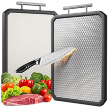 Large Stainless Steel Cutting Board and Wheat Straw PP, Food-Grade Safe, Reversible, Easy to Clean
