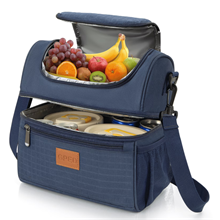 GPED Insulated Lunch Bag, 17L Expandable Double Deck Lunch Box
