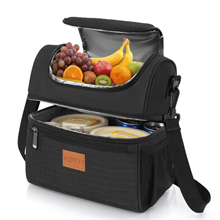 GPED Insulated Lunch Bag, 17L Expandable Double Deck Lunch Box for Women/Men,