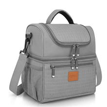 GPED Insulated Lunch Bag for Women & Men, 17L Expandable Double Deck Lunch Box with Large