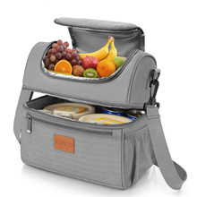 GPED Insulated Lunch Bag, 17L Expandable Double Deck Lunch Box for Women/Men,