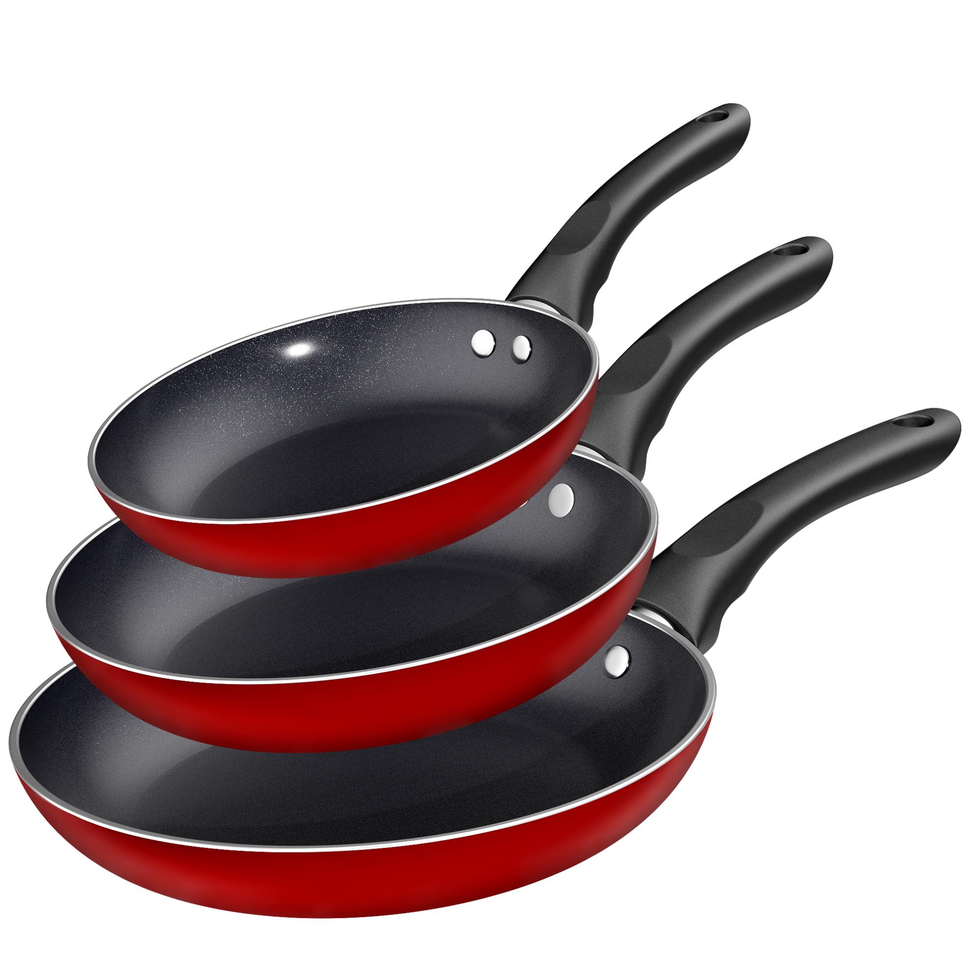 3 PCS Non-Stick Frying Pan Set,8”, 9.5”, 11” Tri-Ply Skillet